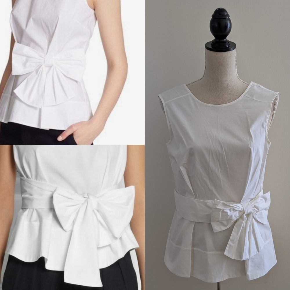 Kate Spade Cotton Sleeveless Bow Blouse